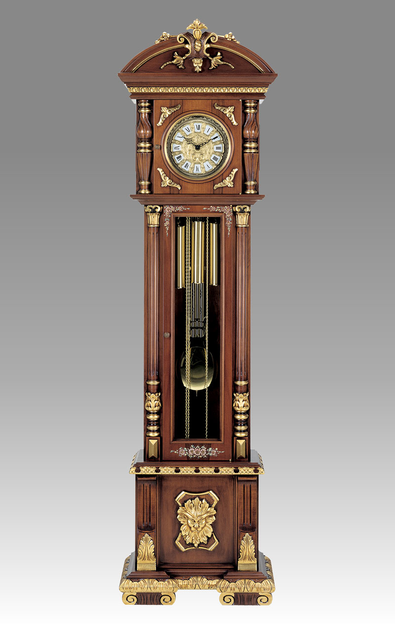 Grandfather clock Art.510/2 walnut with gold and decoration